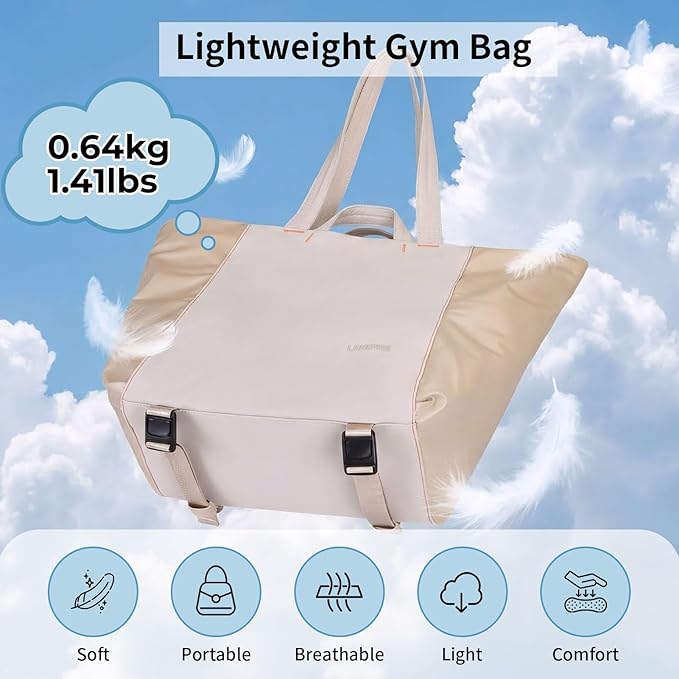 Tote Bag for Women, Lightweight Versatile Gym Travel Bags with Yoga Mat Strap, Wet Pocket, Shoe Bag & Cosmetic Pouch, Everyday Tote for Workout Fitness Pilates Swimming Work Stylish Handbag