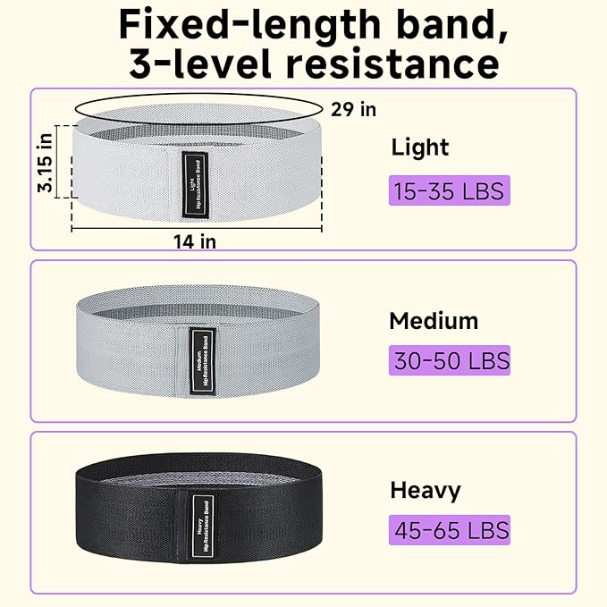 Resistance Bands, Fabric Workout Bands for Women & Men, Cloth Booty Resistance Loop Bands, Thick Squat Bands for Home Fitness, Gym, Yoga, Pilates for Butt Legs Thigh Hip Glute