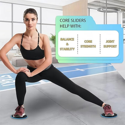 Core Sliding Discs - Dual Sided Workout Sliders for Carpet & Hardwood Floor - Home Ab Pads Exercise Equipment Fitness Sliders for Women and Men