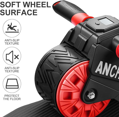 ANCHEER Ab Roller for Abs workout, Ab Wheel Roller with Knee Pad Mat and Intelligent Display, Fitness Ab Carver Pro Roller with Automatic Rebound, Ab Workout Equipment for Abdominal Exercise