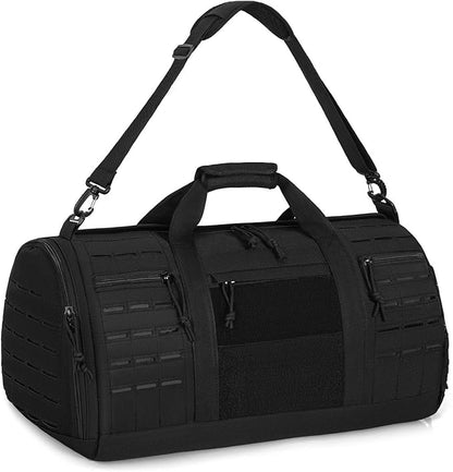 GMAK Military Tactical Duffle Bag for Men, 40L Sports Gym Bag with Shoe Compartment, Carry on Tote Travel Duffle Bag for Weekender Overnight Gym Workout Training Basketball Football, Black