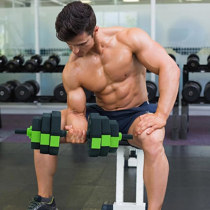 Adjustable Dumbbell Set, 30/44/66/88Lbs Free Weight Set with Connector, 4 In1 Dumbbells Set Used As Barbell, Kettlebells, Push Up Stand,Green and Black