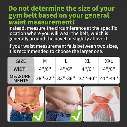 Genuine Leather Weight Lifting Belt, 4”& 6” Padded Lumbar Back Support, 10 Adjustable Holes, Gym Weight Belt Ideal for Deadlift, Powerlifting, Bodybuilding and Squat