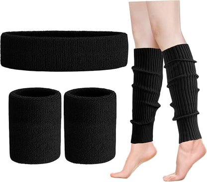 Leg Warmers for Women 80s Headband Wristbands Neon Leg Warmers Set for Sport Yoga - 80s Workout Clothes 90s Outfit for Women