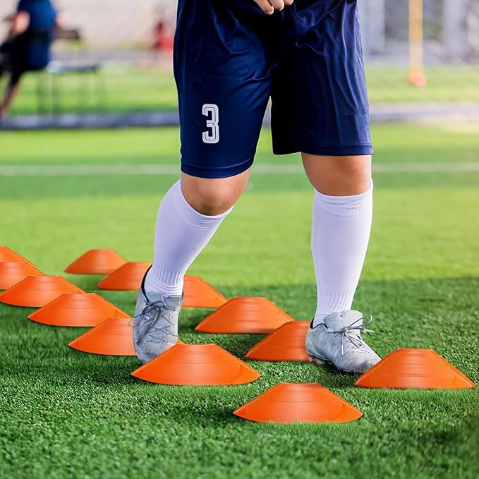 Vinsot 108 Pack Plastic Traffic Cones Set 48 Pack Agility Field Marker Soccer Cones 60 Pack Disc Training Cones with 3 Portable Bags for Skating Basketball Football Practice Drills (Orange)
