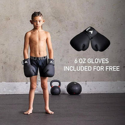 Elite Sports Kids Boxing Punching Bag Set - 2 ft Heavy Boxing Bag, 6oz Gloves & Phone Case – Youth Boxing, MMA, Home Gym & Martial Arts Training Equipment (Unfilled)