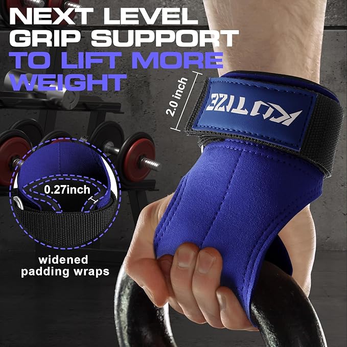 Lifting Straps, Weight Lifting Wrist Wraps for Weightlifting, Heavy Powerlifting, Deadlifts, Rows, Pull Ups, Adjustable Neoprene Padded Gym Workout Strength Training Wrist Hooks for Men/Women