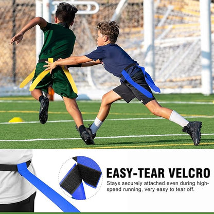 Flag Football Set - 14/20 Player Adjustable Belts with Cones, Football, Pump, Bag, for Youth and Adults Training