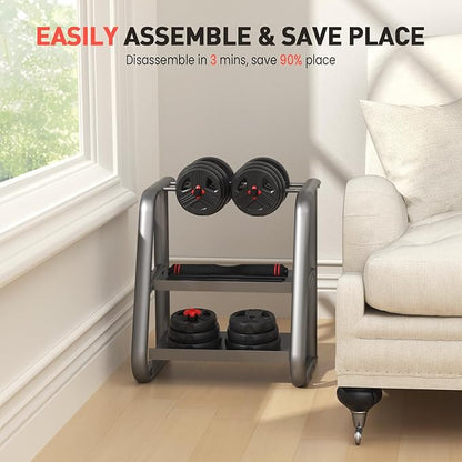 Adjustable Dumbbell Set, 20/30/40/60/80 lb Free Weight Set with Connector, 3-in-1 Design for Dumbbell, Barbell, and Weight Plate Training, Home Gym Fitness Equipment for Men and Women