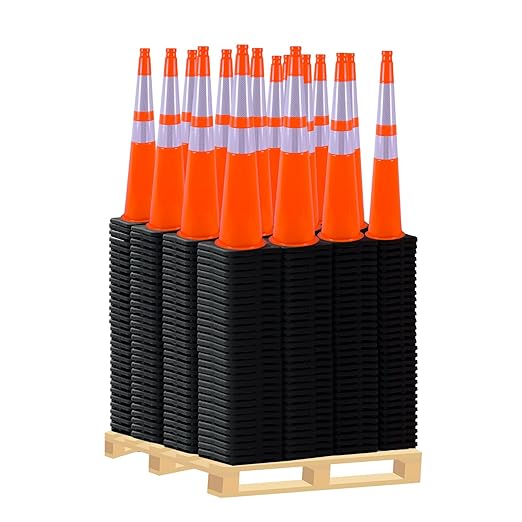 360 Pack 36" Orange Traffic Cones with Black Base – Large Bulk Road Safety Cones for Construction, Commercial, and Event Use (360, Orange, 36 Inch)