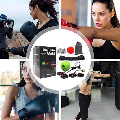 Boxing Reflex Ball - Boxing Head Ball for Punch Speed | No Drill Reflex Balls with Headband, Improve Hand-Eye Coordination, Punching Speed, Fight Reaction