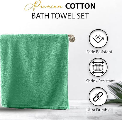 100% Cotton Bath Towels, 24x48 Pack of 6 Towels, Quick Dry, Highly Absorbent, Soft Feel Towel, Gym, Spa, Bathroom, Shower, Pool, Luxury Soft Towels (Light Green, 24x48-6 Pack)