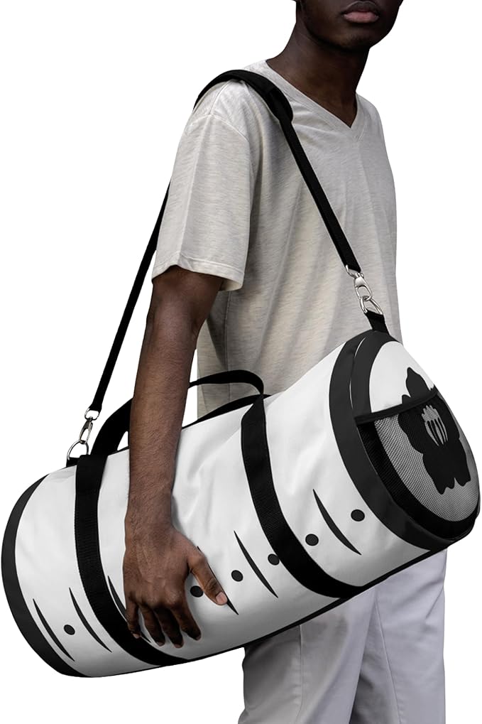 Anime Gym Bag for Women Men - Large Capacity Waterproof Workout Fitness Travel Sports Bags Fashion Street Camping ExpandaCLe Carry On Duffle Bag For Couple (White Byaku) PTY