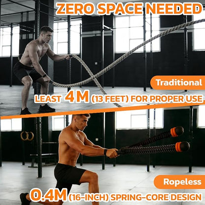 Soulyis Adjustable Ropeless Battle Ropes for Quiet Home Gym - Cordless Training Rope, Weighted Workout Ropes for HIIT, No-Jump Training & Full-Body Exercise,Fitness Equipment (Advanced Pink)