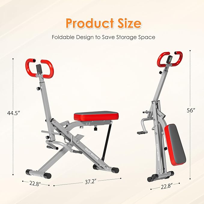 DlandHome Squat Machine, Squat Rowing Machine with Adjustable High-Strength Resistance Band for Home Gym, Foldable Leg Glute Trainer for Full Body 330lbs
