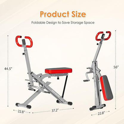 DlandHome Squat Machine, Squat Rowing Machine with Adjustable High-Strength Resistance Band for Home Gym, Foldable Leg Glute Trainer for Full Body 330lbs
