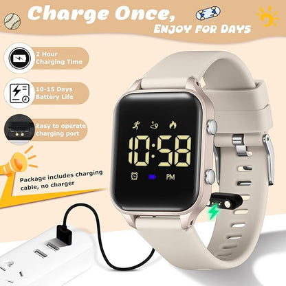 Kids Digital Watches for Boys Girls, Sports Watch with Fitness Tracker, Pedometer, Alarm Clocks, Stopwatch, No App Needed Waterproof Kids Watch, Gift for Teens Student Girls Boys Ages 5-14