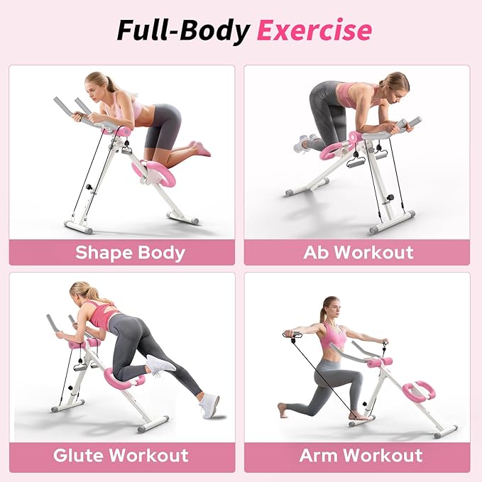 Ab Machine, Adjustable Ab Workout Equipment, Ab Trainer Machine for Abs Workout, Ab Workout Machine for Body Shaping Foldable Waist Trainer at Home Gym