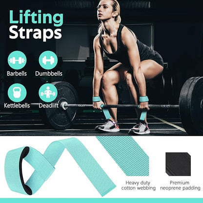 WALITO 8Pcs Barbell Pad Set for Hip Thrust - Squat Pad,Gym Accessories for Women with Bar Bad,Bench Press, with Gym Ankle Straps,Resistance Bands for Working Out,Lifting Strap,Carry Bag