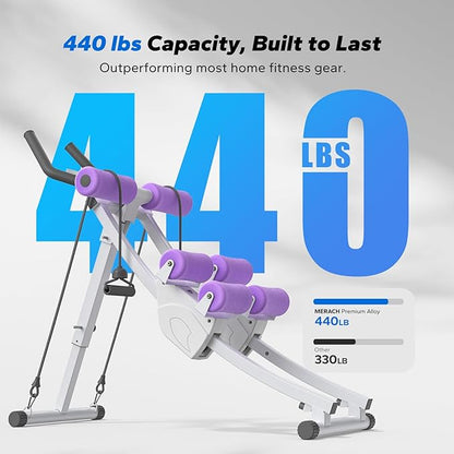 MERACH Ab Machine, Adjustable Ab Trainer Machine, AB Workout Equipment for Home Gym, Independent Dual Tracks for Mountain Climber, Foldable for Home Exercise, Load Capacity 440 LBS