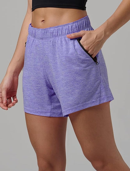 Liberty Imports 1 or 5 Pack Womens Lounge Workout Shorts with Zipper Pockets 5" Inseam Lightweight Athletic Casual Shorts