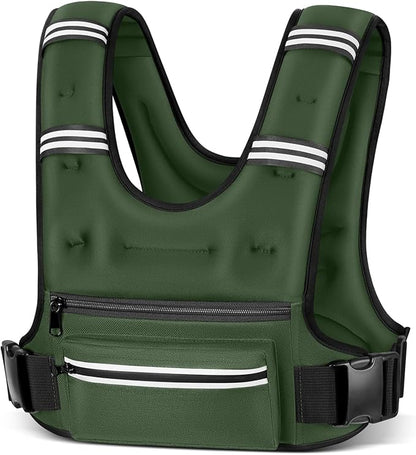 Weighted Vests for Women Men, 8 12 16 20 lb Weighted Vest with Storage Pockets, Rucking Vest with Reflective Stripe, Adjustable Straps Weight Vest for Running, Walking, Workout, Training