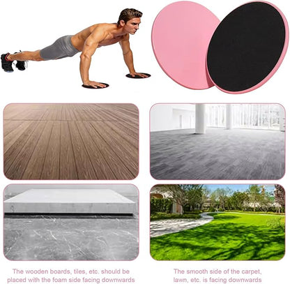 Exercise Core Sliders Glid Discs 2 Pack - Dual-Sided Workout Sliding Discs for Home Gym, Pilates, Physical Therapy, Ab & Full Body Training