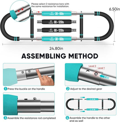 FitBeast Twister Arm Trainer, 4 Progressive Resistance Levels (30-120 lbs), 4-Spring Adjustable Arm & Chest Workout Equipment, Upper Body Strength Training Equipment for Home Gym