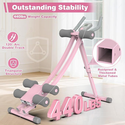 Ab Workout Equipment, Ab Machine for Women, Adjustable Core Abdominal Exercise Fitness Equipment, Foldable Waist Trainer Ab Crunch Home Gym Systems for Beginners