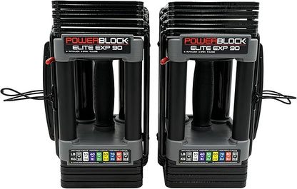 PowerBlock Elite EXP Adjustable Dumbbells, Sold in Pairs, Stage 1, 5-50 lb. Dumbbells, Durable Steel Build, Innovative Workout Equipment, All-in-One Dumbbells, Expandable with Expansion Kits