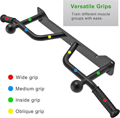 SELEWARE Heavy Duty Welded Pull Up Bar, Versatile Doorway Wall Mount, Joist Mounted, and Ceiling Mounted Chin Up Bars, Thick Metal Sturdy Construction for Full Body Workouts Support 500 lbs