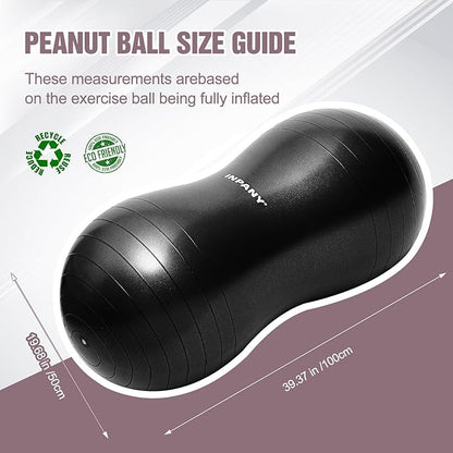 INPANY Peanut Ball - Exercise Ball for Labor Birthing, Anti-Burst Physical Therapy for Kids, Core Strength, Flexible Seating, Home & Gym Fintness, Sensory Chair Wiggle Seat for Girls and Boys