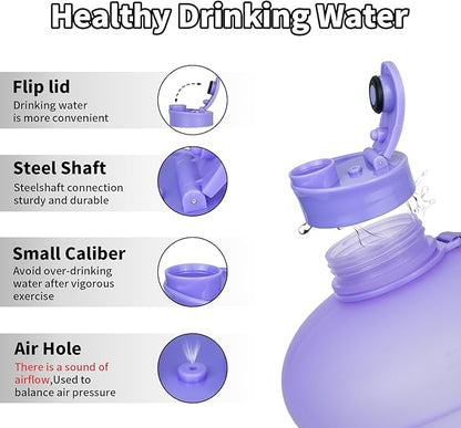 TOOFEEL 1 Gallon Water Bottle,Leakproof,Bpa Free,Dishwasher Safe,128 oz Large Water Jug wiht Handle,Travel & Camping & Sports & Gym Water Bottle For Men and Women - Matte Violet