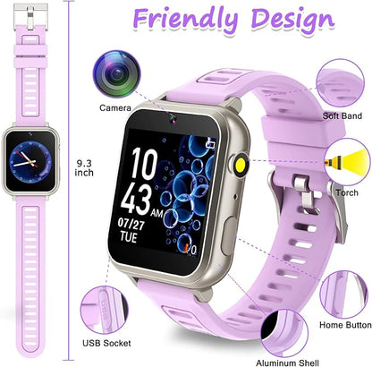 Smart Watch for Kids Toys for Girls Ages 4-12 Years Old, Kids Smart Watch Girls Toys with 24 Puzzle Games HD Touch Screen Camera Alarm Clock Birthday Gift for 6 7 8 9 Year Old Girl