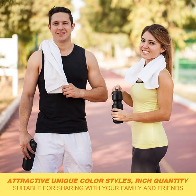 Nitial 24 Pcs Sports Water Bottles Bulk 22 oz Squeeze Reusable Sports Water Bottles Blank Plastic Water Bottles with Pull Top Cap for Adults Sports Fitness Bike, Dishwasher Safe