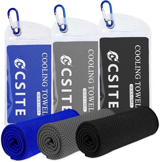 3 Pack Cooling Towels (47"x12") for Neck and Face, Ice Towel for Hot Weather, Soft Breathable Chilly Gym Towels, Microfiber Towel for Work Out, Yoga, Running, Camping & More Activities