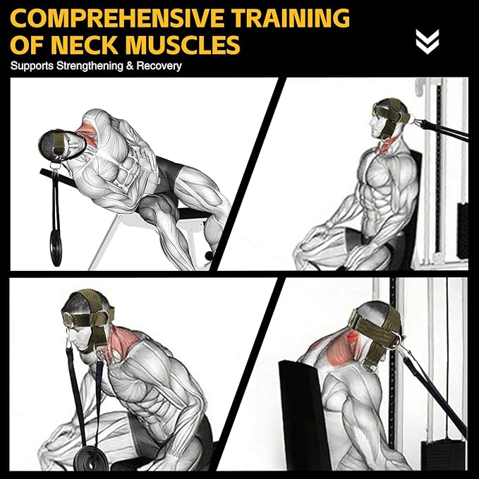 Fitness Neck Head Harness Trainer, Adjustable Chin Strap and Head Harness Strength, Neoprene Neck Exerciser for Weight Lifting, Home and Gym Use