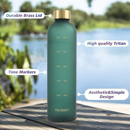 32oz Water Bottles with Times to Drink, Motivational Water Bottle with Time Marker, BPA Free Reusable Water Bottle with Hydrating Reminder for Gym Fitness Workout Travel