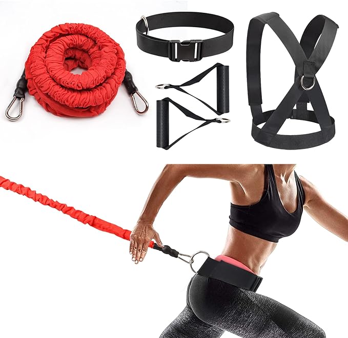 Resistance Running Training Bungee Band, Bungee Resistance Cord Set, Long Resistance Band, Lateral Movement Sprint Overspeed Training Fitness for Fast