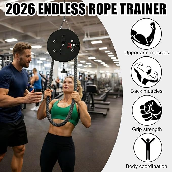 Gym Endless Rope Trainer Machine,Commercial Cable Pulley System for Home, Full-Body Workout Tool,Rope Climbing Machine for Upper Limbs,Grip, Arms, Back, Body Coordination Exercises