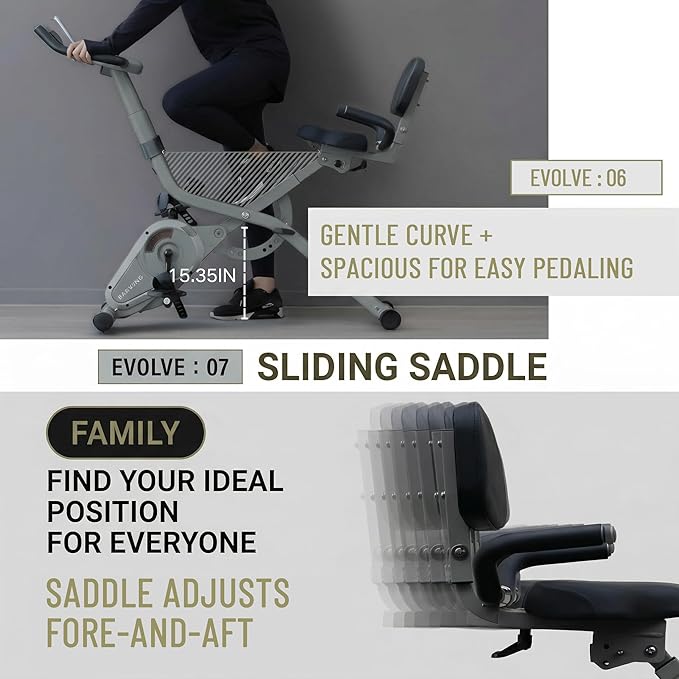 BARWING Stationary Exercise Bike for Home Workout, 5 IN 1 Foldable Indoor Cycling Bike for Seniors, 350LB Capacity, 16-Level Magnetic Resistance, Seat Backrest Adjustments