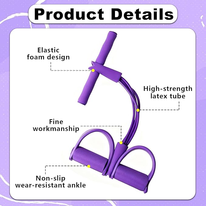 Pedal Resistance Bands with Handles,6 Tube Pedal Ankle Puller,Multifunction Fitness Bands with Figure 8 Resistance Band for Strength Training,Waist,Arm, Leg Slimming, Home Gym Exercise Equipment