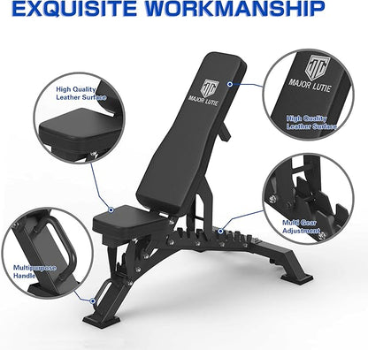 MAJOR FITNESS Weight Bench - 1300LBS Weight Capacity and 36 Adjustable Positions Strength Training Bench for Garage and Home Gym Workouts