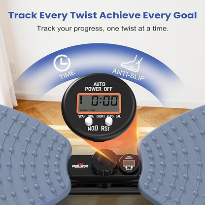 RELIFE Waist Twister Machine Exercise, Ab Twist Board With Digital Monitor, 20db Quiet, 300lb Capacity Anti-Slip Base For Home Gym, Belly Fat Workout For Women & Men
