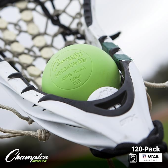 Champion Sports Lacrosse Balls – Official Size SEI Certified, Multi-Color Packs of 3, 6, or 12 for Practice & Games