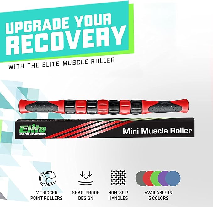 Elite Massage Roller Stick Targets Sore, Tight Leg Muscles to Prevent Cramps and Release Tension. It's Sturdy, Lightweight, Smooth Rolling and Thankfully This Lifesaver has Comfortable Handles.Red