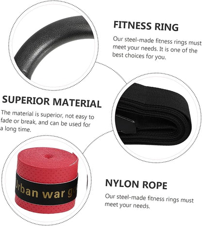 Hemoton Adjustable Gymnastic Rings Set Small Fitness Equipment Webbing Straps for Home and Gym Use for Body Training and Workout Random Color