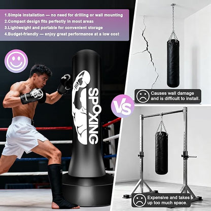 Freestanding Punching Bag for Adults,70" Heavy Duty Boxing Bag with Stand, Kickboxing and MMA Muay Thai Training Equipment for Men and Women Beginners