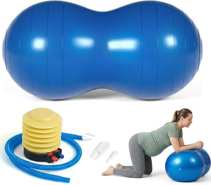Peanut Ball for Kids Therapy,Anti-burst Exercise Ball With Pump 90x45cm Yoga Ball Gym Quality Fitness Ball for Pregnancy Birth Exercise Physical Therapy, for Child Training, Women, Men