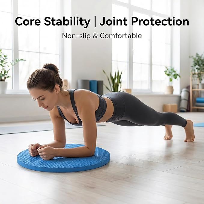 Exercise Mat, 6cm Thick TPE Balance Pad Oval Non-slip Exercise Foam Pad Balance Cushion for Physical Therapy Yoga Core Training Stability Knee Support and Gym Fitness Rehab